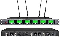 Vista 2 de Sistema de micrófono inalámbrico UHF 6 Lavalier Micrófono Bodypacks Solapa Micrófono Auriculares para Karaoke, boda, fiesta, reunión, escuela