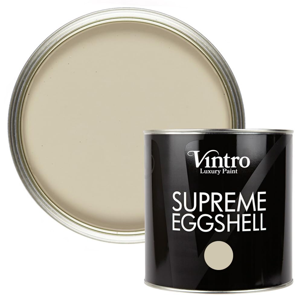 Vintro Paint | Eggshell Paint | for Walls | Wood | Trim | Satin Furniture Paint | Interior & Exterior Use. (Light Beige - Pebble, 2.5 Litres)