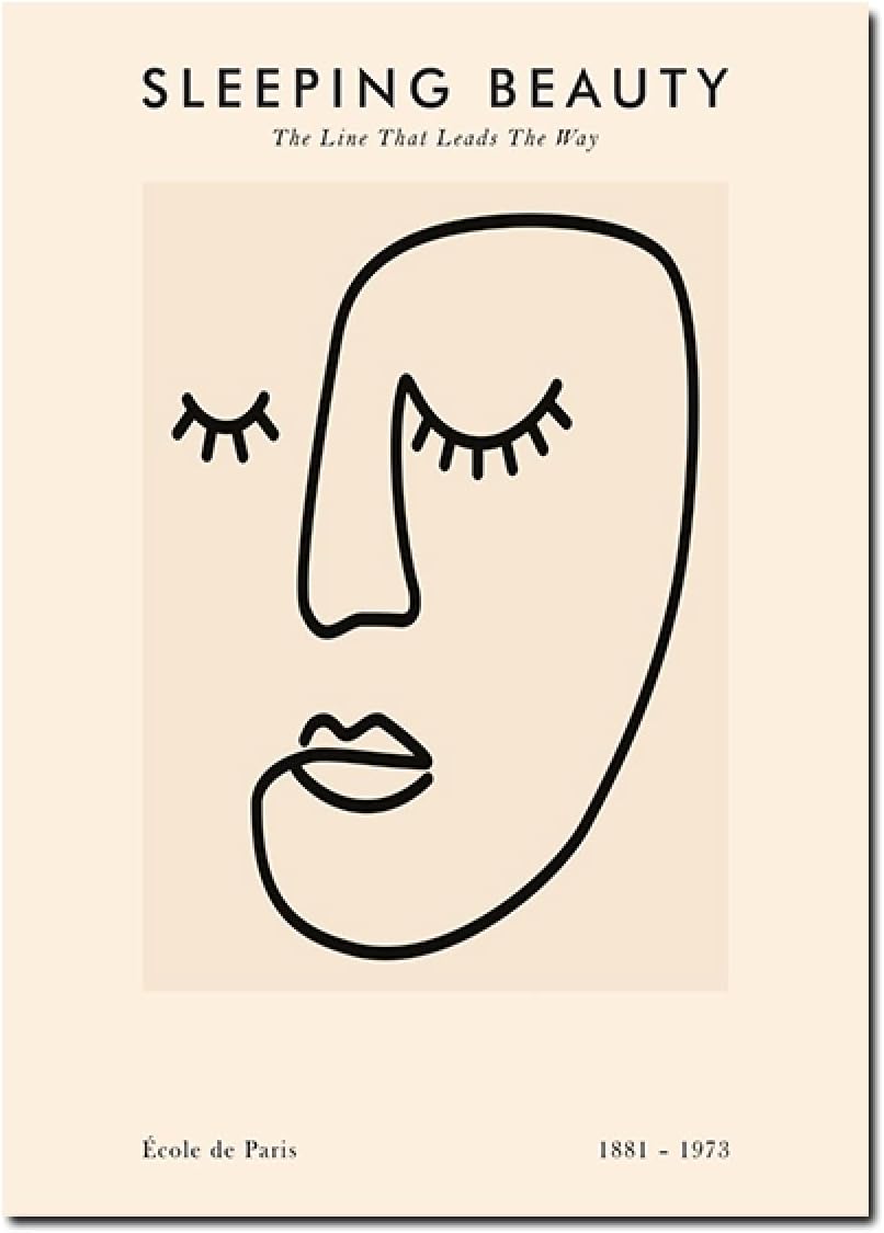 Rwraps Black Lines Prints and Posters Eyelash Girl Canvas Art Wall Vintage Painting for Living Room Interior Decor Pictures 40x60cmx1 No Frame