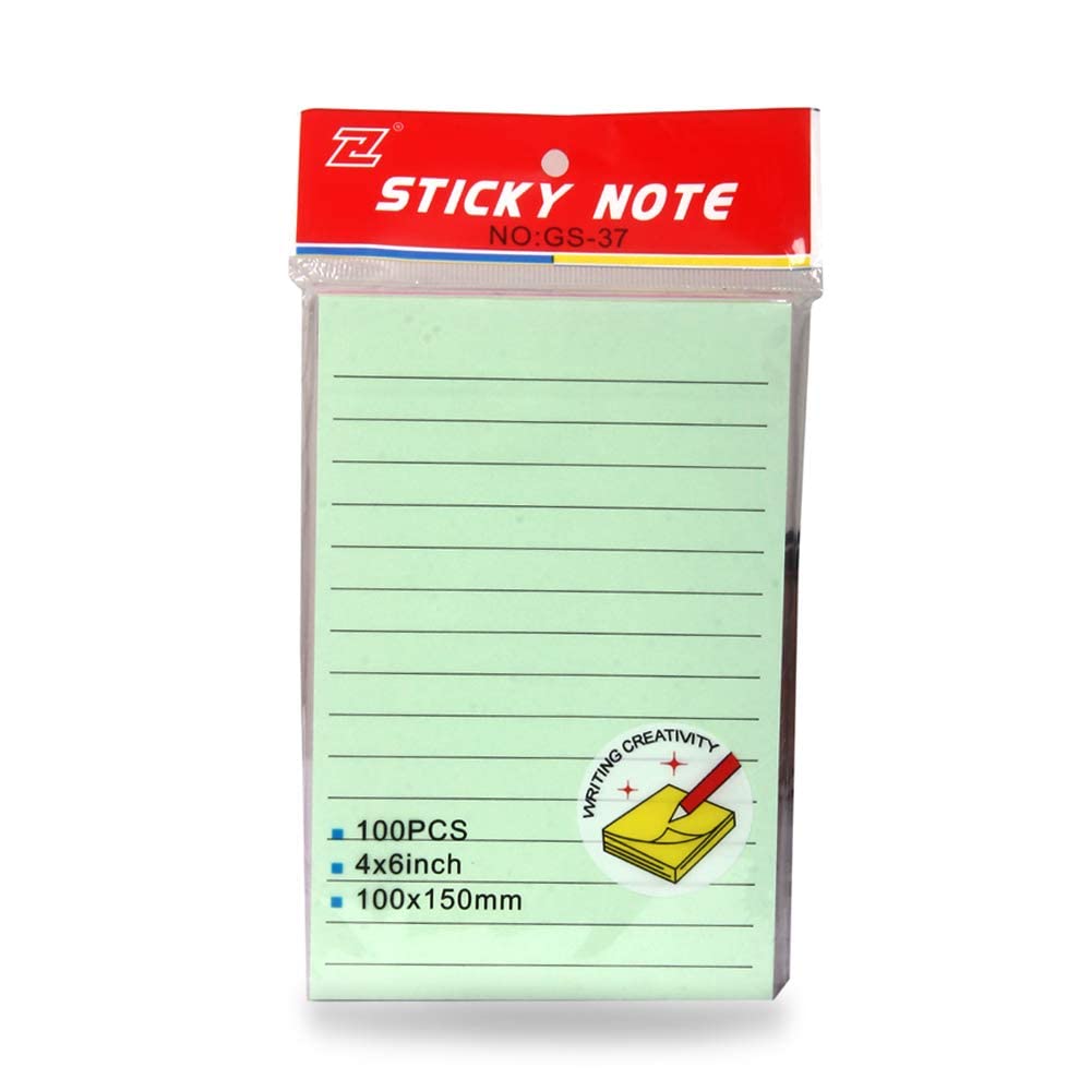 SAMVARDHAN Lined Sticky Notes 4X6 in Pastel Ruled Post Stickies Colorful Super Sticking Power Memo Pads Its Strong Adhesive, 4 Pads/Pack, 25Sheets/pad