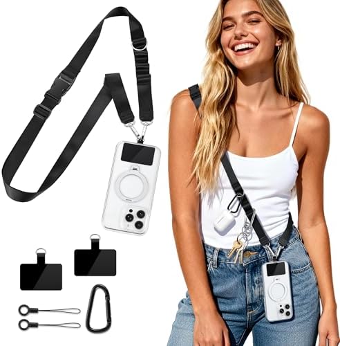 GMETINK Multifunctional Phone Lanyard, Cell Phone Universal Adjustable Anti-Theft Crossbody Phone Strap Fits Full-Cover Phone Cases, Portable Key Clip, Travel Essential