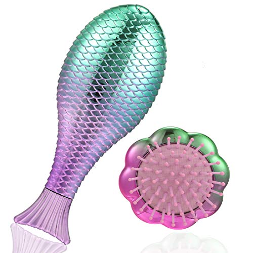 Obvie Detangling Hair Brush Wet Dry Scalp Massager for Adults and Kids (Hair Brush Flower + Mermaid)