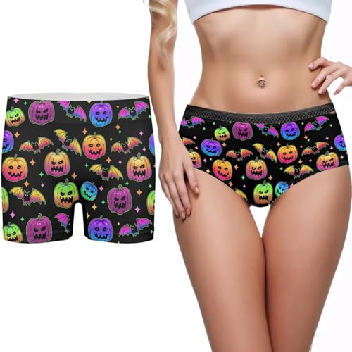 Dngkaoje Womens Halloween Pumpkin Underwear Matching Underwear for Couples Pumpkin Panties for Women...