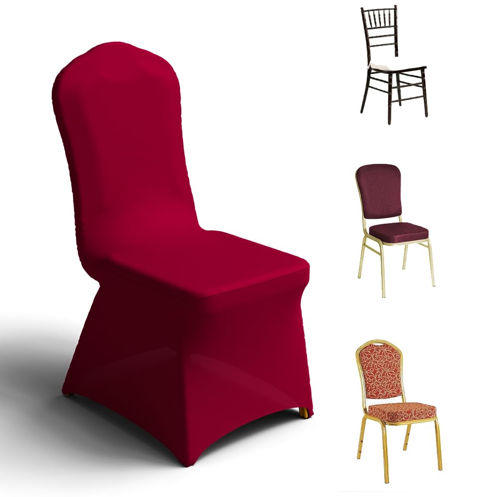 Trlyc Burgundy Spandex Chair Covers 100 Pcs for Wedding Party