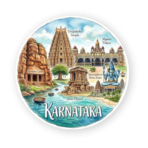 Image of Karnataka Textured Finish Acrylic Fridge Magnet -UV Texture Printed, Stylish Multicolor Magnet for Fridge, Wardrobe & Metal Surfaces, Pack of 1 (Karnataka 2)