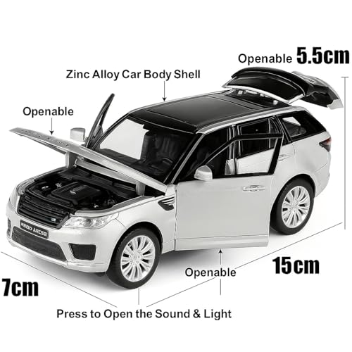 Image of Die-cast Range Rover Car Toy - 1:32 Scale Alloy Car SUV Model with Light & Sound, Pull-Back Off-Road Vehicle Toy for Kids & Collectors, Gift for Boys, Enthusiasts (Color as per Stock)