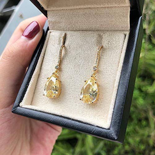 Boucles d'oreilles citrine et diamant en argent 925 réel LAMGUL