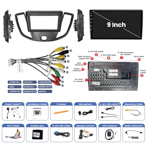 4Core 64GB ROM Car Radio Stereo for Ford Transit 150 250 350 2015 2016 2017 2018 2019: 9 inch 1280 * 800 Touch Screen 5G WiFi Wireless Carplay & Android Auto HD Backup Camera GPS Navigation SWC FM BT by Jerqry - Used condition - Image 9