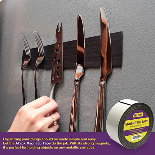 ATack Magnetic Tape Strip Roll, 2-Inch x 10-Foot, Self-Adhesive, Peel and Stick on Double-Sided Magnet Strips for Fridge, Crafts and DIY Projects - Thumbnail 5