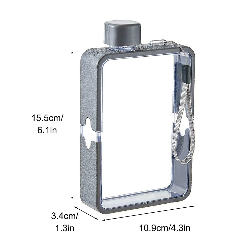 Camping Becher, Quadratische Flache Wasserflasche, tragbarer transparenter Sport-Wasserbecher, Wiederverwendbare Wasserflasche aus Memopapier
