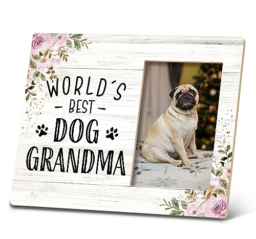 SRADMO Worlds Best Dog Grandma Picture Frame for Dog Grandma Gifts