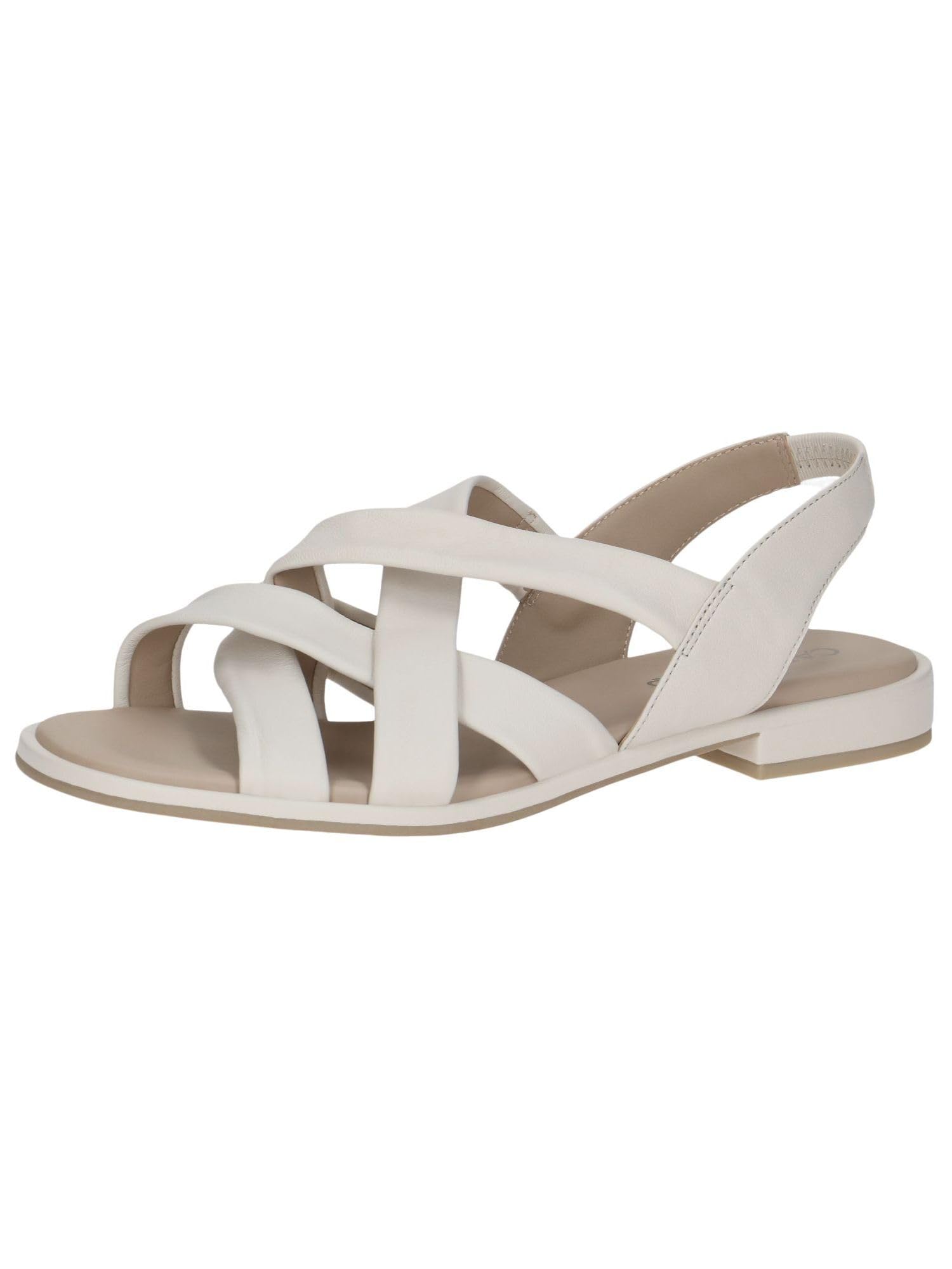 CAPRICE Women's Leather Flat Sandals Summer, Cream (Offwhite Nappa), 6.5 UK