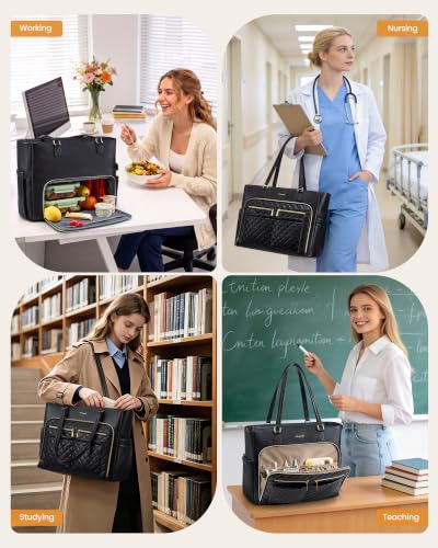 Image of LOVEVOOK Work Bag with Lunch Compartment, 17.3-Inch Teacher Tote for Women