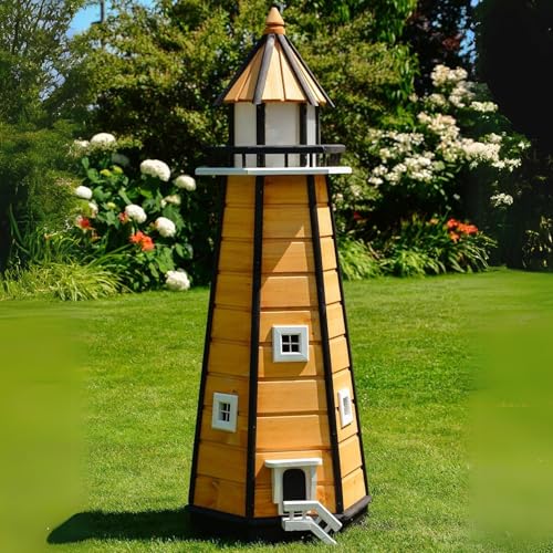 Wunderschöner großer XXL Leuchtturm aus Holz mit LED Solar Beleuchtung...