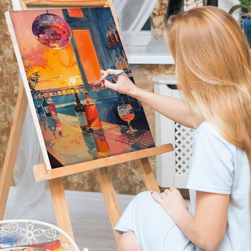 Bowetile Framed Paint by Numbers Vintage Cocktail Kit for Adults, Adults' Paint-by-Number Kits on Canvas, Painting by Numbers Bar, Acrylic Number Painting for Home Wall Decor, 8x12in — view 2
