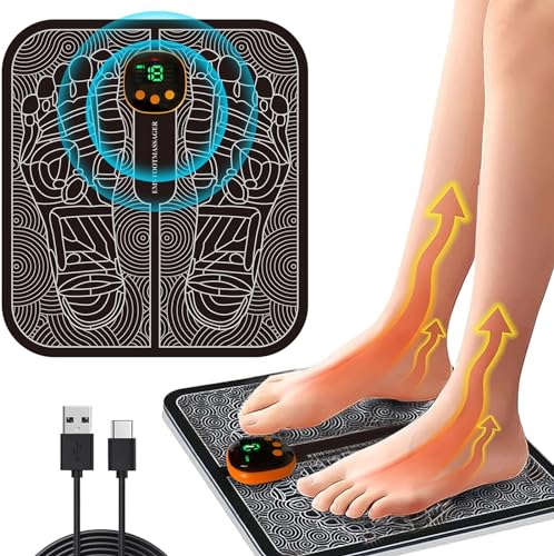 EMS Foot Massager,Folding Portable Feet Massage Machine,8 Modes 18 Intensities Relax Muscles,Electronic Muscle Stimulatior Massage Mat