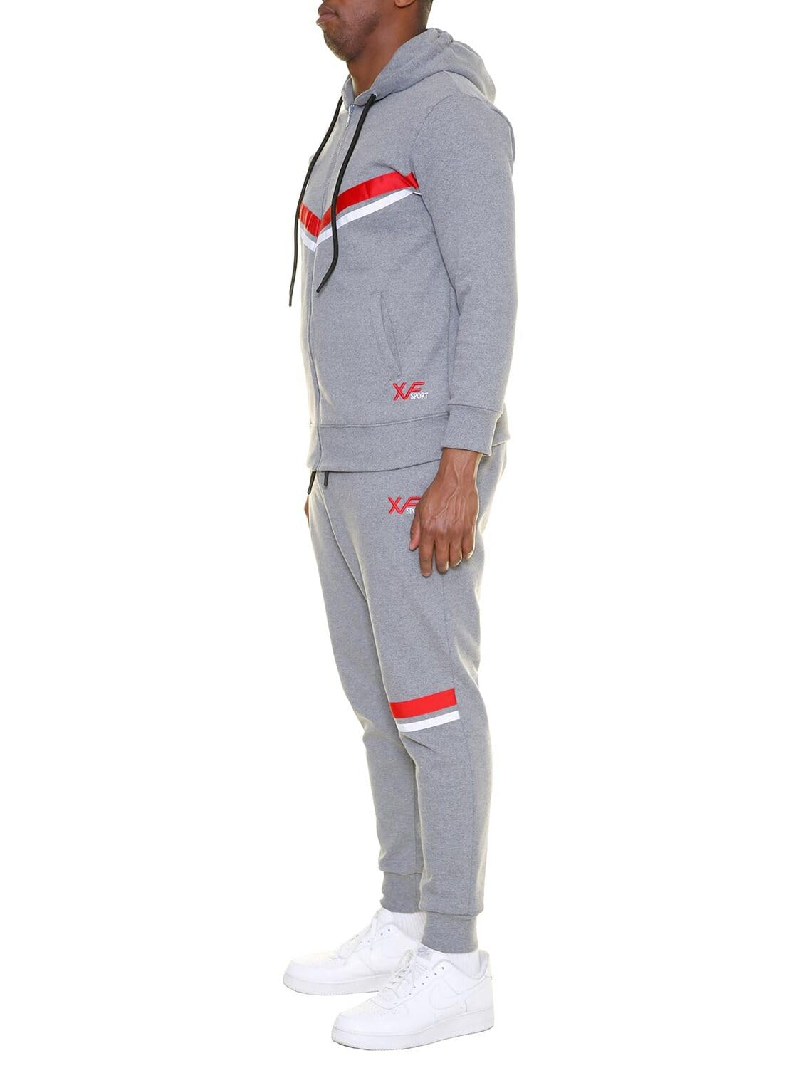 Tuta da ginnastica completo sportivo da uomo taglie forti (IT, Testo, 6XL, GRIGIO MELANGE)
