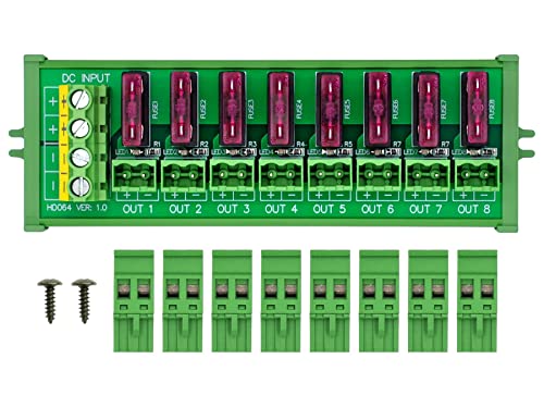 Screw Mount DC 5-32V 8 Channel Pluggable Side Wiring Terminal Block Power Distribution Fuse Module, HCDC HD064RP