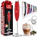 Zulay High Powered Milk Frother Handheld Foam Maker for Lattes with Stand - Great Electric Whisk Drink Mixer and Foam Frother for Bulletproof® Coffee, Mini Blender and Foamer Perfect for Cappuccino, Frappe, Matcha, Hot Chocolate, Almond Milk by Milk Boss - Ruby Red