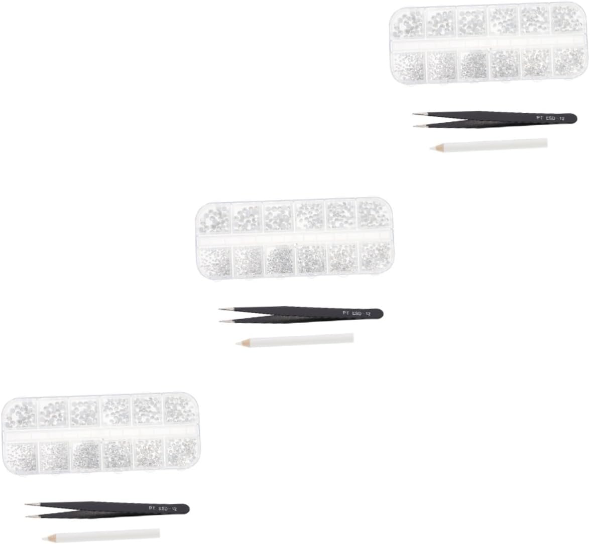 Housoutil 3 Sets Makeup Rhinestone Nail Salon Accessory Tools Manicure Decors Rhinestone for Nails Gems Nail Gem DIY Manicure Crystals Nail Art Decors Nail Diamond Stickers Gel White Plastic