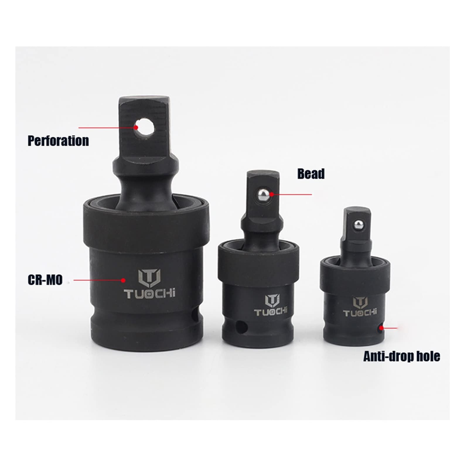 Złącze wału z przegubem krzyżowym, Adapter gniazda ze stali Cr-Mo o udarności 1/4 3/8 3/4 1 1/2 cala Przeguby kulowe sześciokątne(1inch Hex)