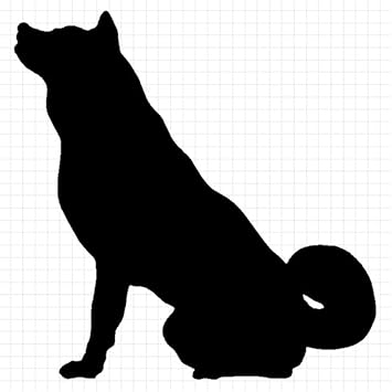 Amazon 秋田犬 Ver 5 シルエット 犬ステッカー 黒 ブラック 大 縦横 16cm 16cm 1枚 シール ステッカー 文房具 オフィス用品
