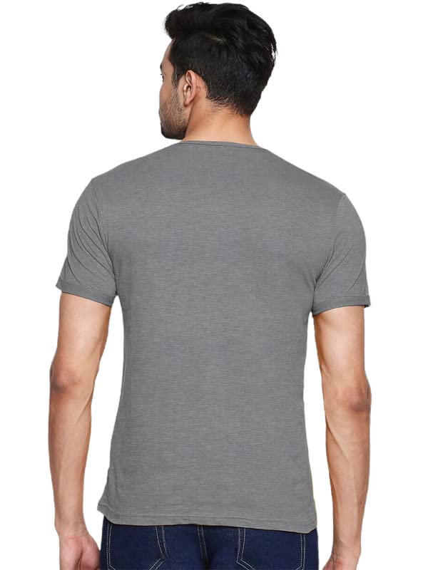 Image of LAZYCHUNKS Regular Fit Solid Henley Half Sleeve Tshirt for Men