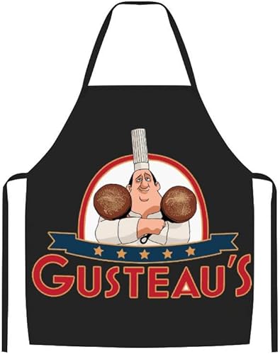 Delantal de cocina divertido, Gusteau's Anyone Can Cook - Delantal para adultos de Ratatouille con borde negro, #Color1