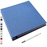 Yopih Album Fotos Autoadhesivo 28x27 CM Album de Fotos Para Pegar y Escribir Funda de Lino Scrapbook Regalo Bebé Cumpleanos Recuerdos Boda Aniversario Familiares con un Bolígrafo Metálico