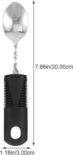 Miniatura 9 de Beavorty Utensilios adaptativos 3 piezas de cuchara curvada tenedor con no asas de acero inoxidable para comer cubiertos para temblores de manos