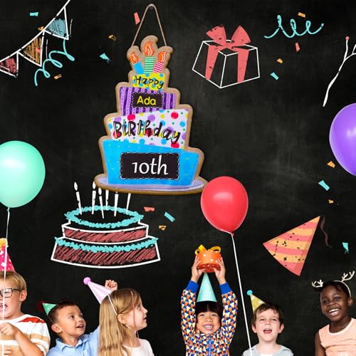 Boao BOAO-3570 Happy Birthday Burlap Door Decor Birthday Personalized Name Decor Birthday Door Hanger Sign Colorful Happy Birthday Hanger thumb #2