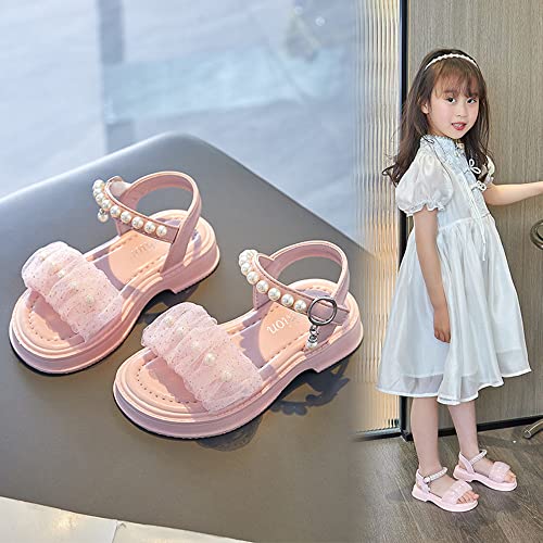 Girls Glitter Fashion Sandals Open Toe Cute Pearls Flower Soft Princess Flats Dress Sandals Summer Shoes Toddler/Little Kid/Big Kid2