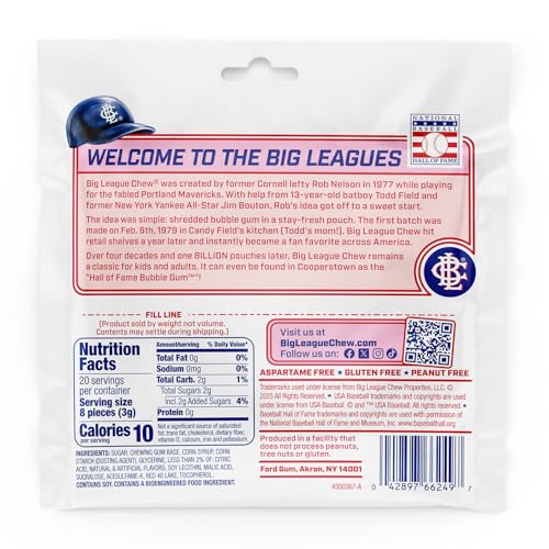 Image of New! Big League Chew Sour Cherry Bubble Gum - Ideal for Baseball Games, Teams, Concessions, Parties, and More | Pack of 12 Bags (2.12oz Each)