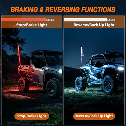 Image of Nilight LED Whip Light 1PC 4FT Spiral RGB Antenna Whips with Spring Base, App /Remote Control DIY Chasing Patterns Brake & Reverse Lights for Side by Side ATV UTV RZR Can-Am Buggy Jeep