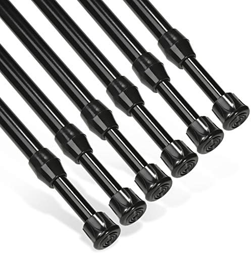 6Pcs Tension Rod, Goowin 30-50cm Tension Rods for curtains, No Drilling Rustproof Spring Adjustable Tension Curtain Rod for Windows, Bookshelf,Wardrobe Bars, Drying Support Rods (White)
