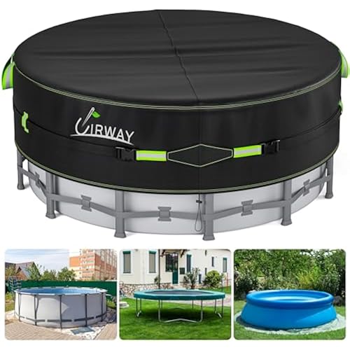 UIRWAY 15 Ft Winter Round Pool Cover with Reflective Strips, Premium Fabric