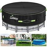 UIRWAY 549 cm Poolabdeckung, 420D Winterabdeckung für oberirdische Pools, Uv-Schutz Pool Abdeckplane Mit Kordelzug Und BodennäGeln FüR StabilitäT Und Einfache Installation