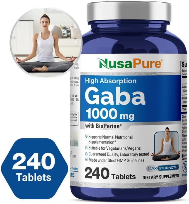 Miniatura 5 de NusaPure GABA 1000 mg 240 comprimidos (vegano, sin OMG, sin gluten) Bioperine