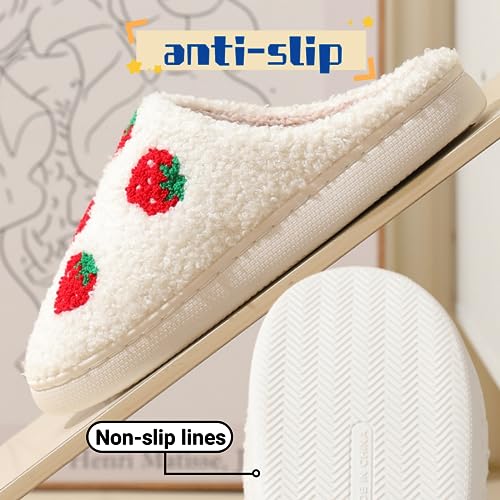 FAYUEKEY House Slippers for Women Fuzzy Mens Fruit Series Strawberry Memory Foam slippers Bedroom Shoes3