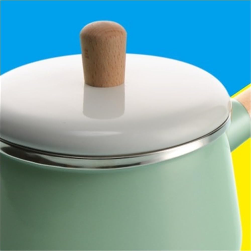 Enameled milk pan Enameled pots and pans Multi-purpose enameled milk pan Non-stick surface Easy to clean Multi-purpose enameled pan For boiling cooking Heating soups Milk sauces For home use(Pink)