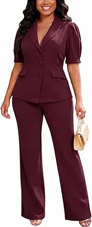 Kafiloe Women's Dressy 2-Piece Pant Suit Set - Business Casual