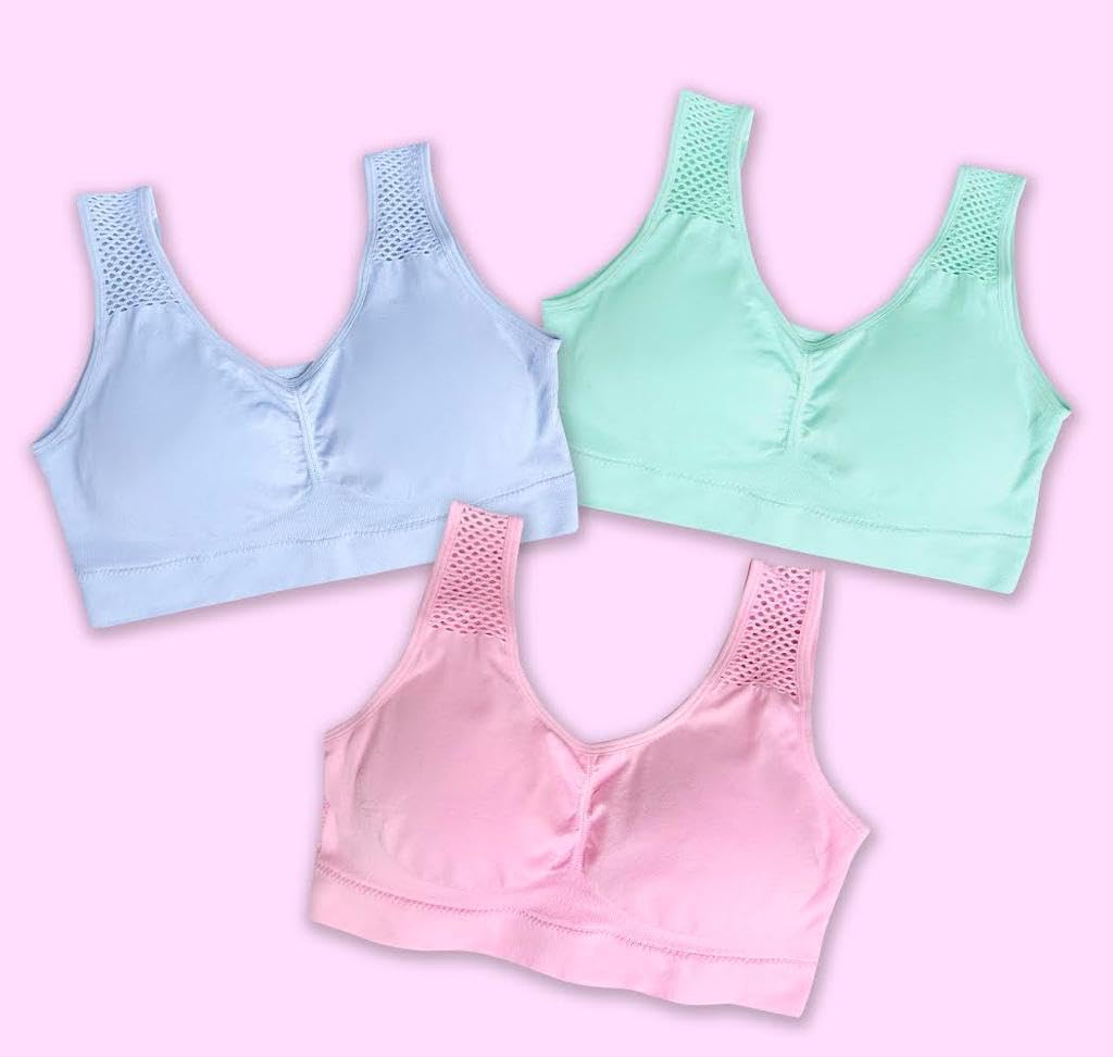 3-Pack Women's Seamless Wireless Cooling Back Comfort Bra with Removable Pads