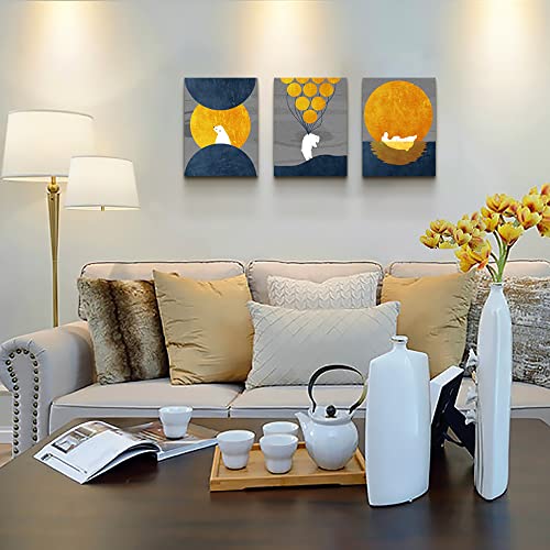 Family Bedroom Wall Decor Canvas Wall Art For Living Room Modern Wall Decorations For Children Room Abstract Paintings Gray Canvas Art Cartoon Polar Bear Hang Pictures Artwork Home Decoration 3 Piece #TOP7