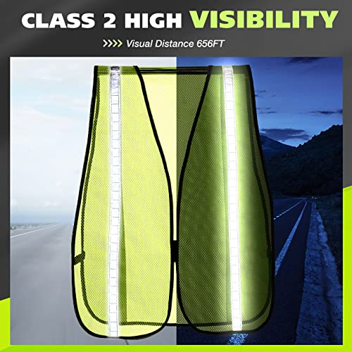 20 Packs High Visibility Vest Safety Reflective Vest Green Hi Vis Mesh Vest With Silver Strips Lightweight Neon Mesh Fabric Universal Size For Men Women Traffic Work Surveyor And Security Guard #TOP3
