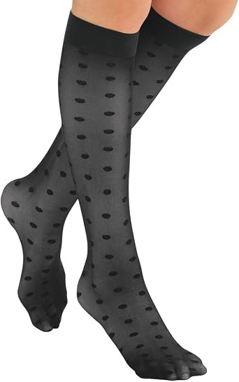Collections Etc Stylish & Comfortable 15-20mmHg Compression Knee High Stockings, 3 Pairs - Made in USA