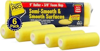 FoamPro 9 Paint Roller Cover for Semi-Smooth Surfaces | High Capacity Foam Roller Cover | House Painting Supplies for Walls | 9” x 3/8" | 6-Pack