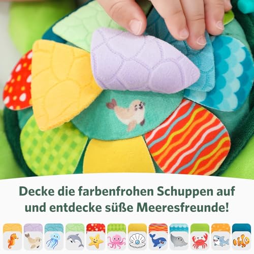 Knirose 6 in 1 Baby Spielzeug Montessori Spielzeug Baby Schildkröte Kuscheltier Spielzeug mit Greifling Rassel Spielzeug, Baby Sensorik Spielzeug 0-3 3-6 Monate, Neugeborenes Junge Mädchen Geschenk