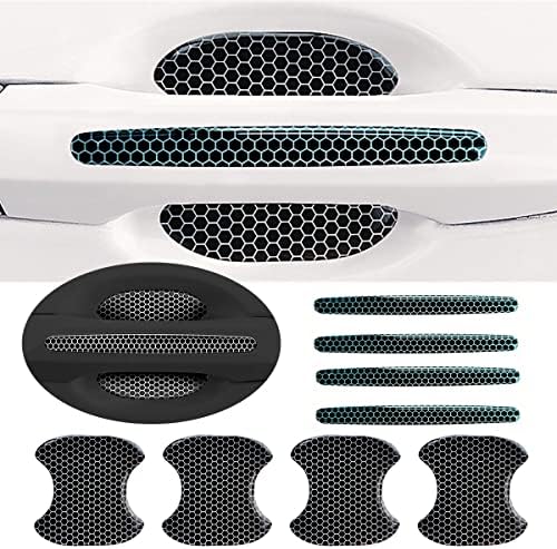 JULOPO Car Door Handle Door Cup Reflective Sticker car Door Protection to Prevent Scratches and collisions Both Protector and Decorate (8PCS Black)