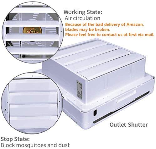 Exhaust Shutter Fan 12 inch Reversible Airflow with Cover Pull Cord Wall Exhausting 647 CFM Mount Ventilation for Bathroom Window Garage Greenhouse Shop Vent Attic Basement 15" Diameter Blade White - Thumbnail 4