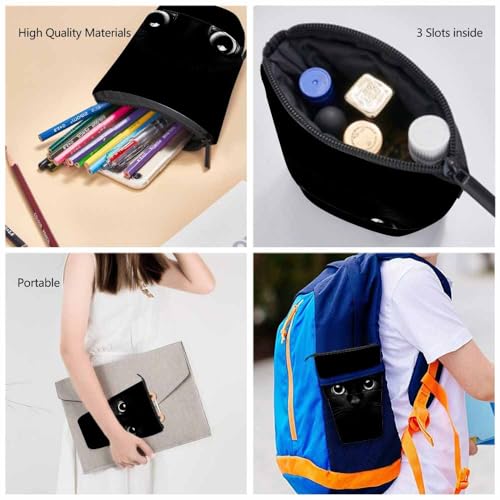 Image of Swono Black Cat Pencil Case Cool Cat Head Standing Pencil Case Pencil Pouch Pencil Holder